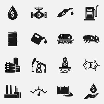 Set of oil and gas vector icons.
