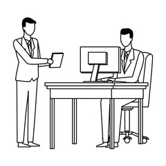 Fototapeta premium business office businessman faceless black and white