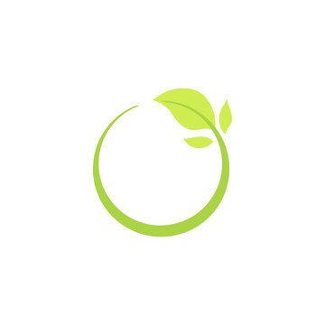Recycle eco natural icon with green leaf.