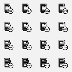 Set of document formatting vector icons.