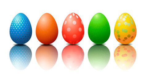 Beautiful colored easter eggs on a white background. Element for greeting card or banner for Easter. isolate