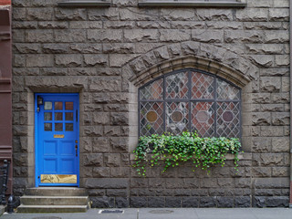 Fototapeta na wymiar old stone townhouse, Greenwich Village, New York City