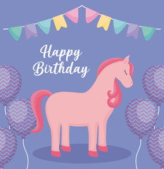 happy birthday card with cute unicorn