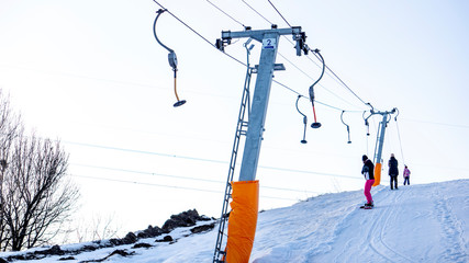 Fototapeta na wymiar skier on a chairlift