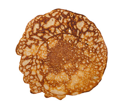 thin pancake isolated on white background