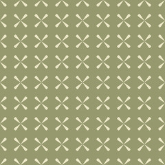 Green vector minimalist geometric seamless pattern with floral shapes, crosses