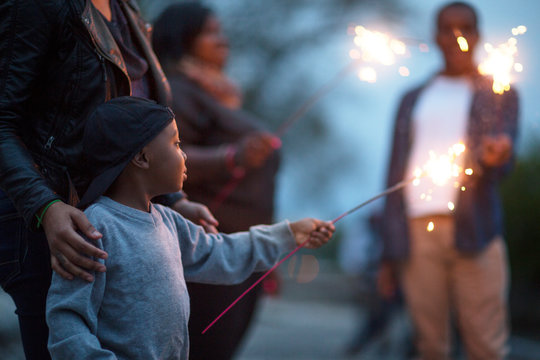 Boy with sparklers 