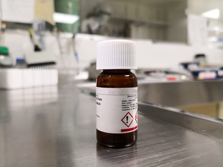 Amber bottle to store a chemical in a laboratory