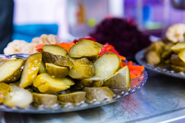 slices of cucumber pickled