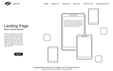 Website landing page vector template. Minimalistic design background for webpage, banner and application