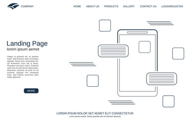 Website landing page vector template. Minimalistic design background for webpage, banner and application