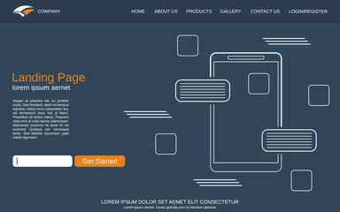 Website landing page vector template. Minimalistic design background for webpage, banner and application