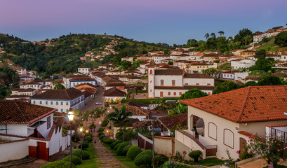 View of the city of Serra in the state of Minas Gerais just after sunset. Brazil.