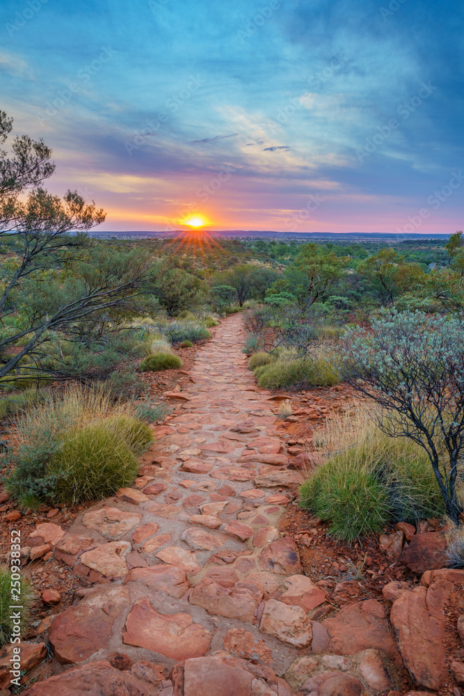 Wall mural hiking kings canyon at sunset, watarrka national park, northern territory, australia 41