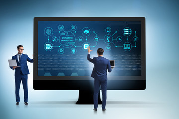 Concept of quantum computing with businessman