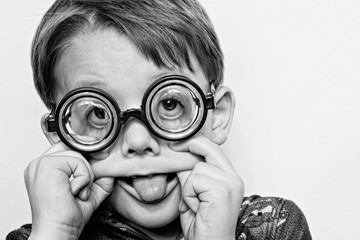 silly face geek boy