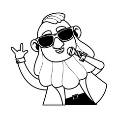 Saint patricks elf cartoon in black and white