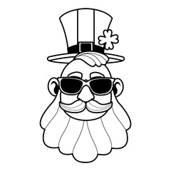 Saint patrick elf face in black and white