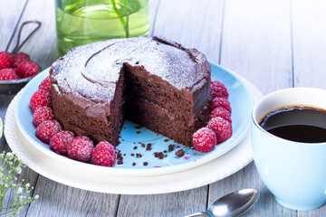vegan chocolate and raspberry cake