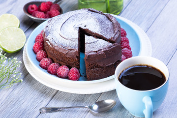 vegan chocolate and raspberry cake