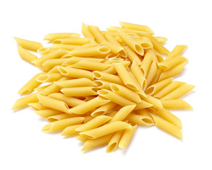 close up of pasta on white background