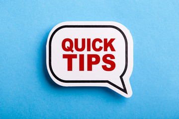 Quick Tips Speech Bubble Isolated On Blue