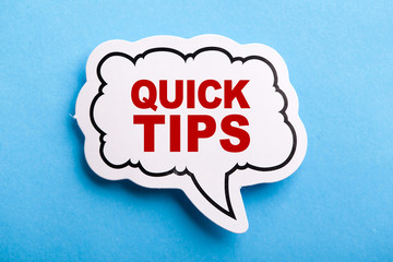 Quick Tips Speech Bubble Isolated On Blue