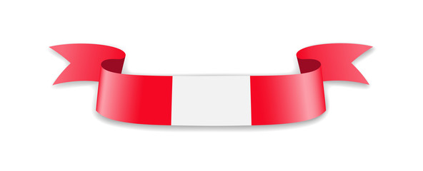 Peru flag in the form of wave ribbon. Vector illustration.
