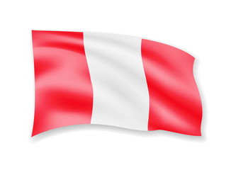 Waving Peru flag on white. Flag in the wind vector illustration.