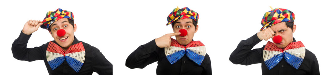 Funny clown isolated on white background