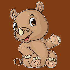 cute baby rhino cartoon