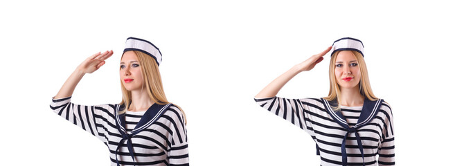 Airhostess isolated on the white background