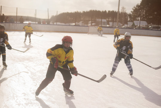 Boys (10-11) Playing Ice Hockey 