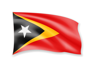 Waving East Timor flag on white. Flag in the wind vector illustration.