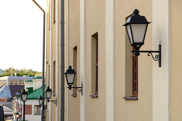 Wall lamps or Wall lights in the modern design city building