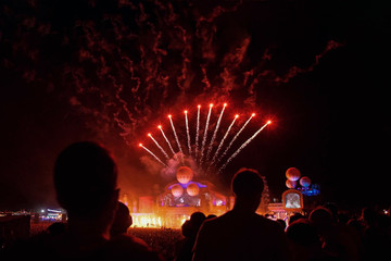 Fireworks during electronic music show