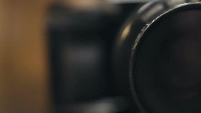 Professional dslr camera, blurred background for digital photograph manual, tips
