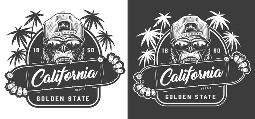 Vintage monochrome skateboarding print © DGIM studio