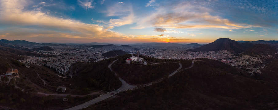 Pachuca Mexico Aerial View king of Christ in the middle
