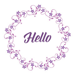 Vector illustration greeting card hello with leaf flower frame style hand drawn