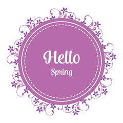 Vector illustration beautiful red flower frame with greeting card hello spring hand drawn