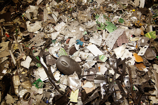 Pile of computer parts to be recycled 