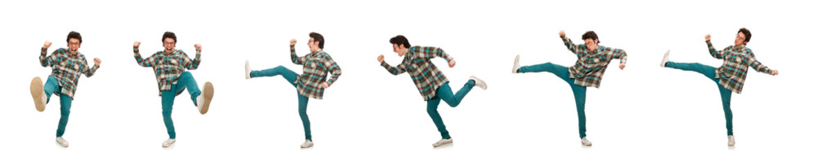 Young male student isolated on white