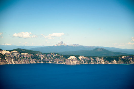 Mt. Thielsen viewed from crater lake Mt. Thielsen. Crater Lake National Park:
Crater Lake National Park is a United States National Park located in southern Oregon. Established in 1902, Crater Lake National Park is the fifth oldest national park in the United States and the only one in the state of Oregon.[3] The park encompasses the caldera of Crater Lake, a remnant of a destroyed volcano, Mount Mazama, and the surrounding hills and forests.