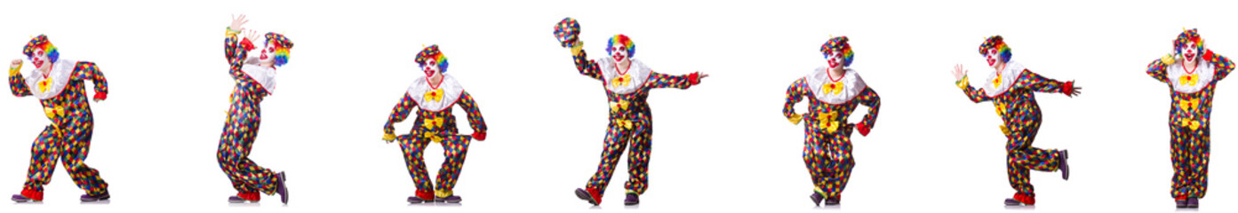 Funny male clown isolated on white 