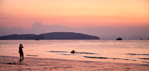 Fototapeta premium Sunset the beach of Ao Nang Krabi