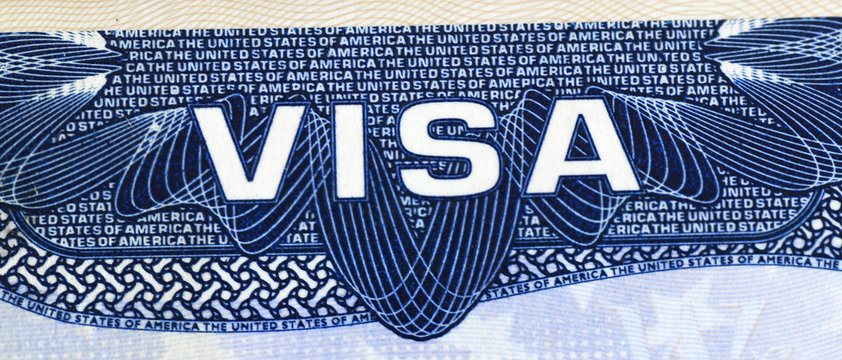 close up on Visa of the United States