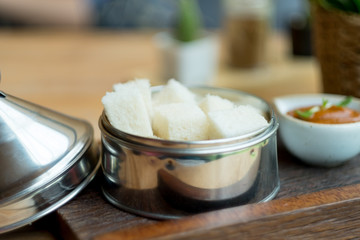 Obraz na płótnie Canvas Bread with Thai tea custard delicious