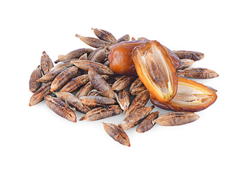 dried fruits from date palm isolated on white background