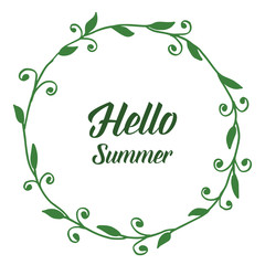Vector illustration greeting card hello summer with design flower frame hand drawn